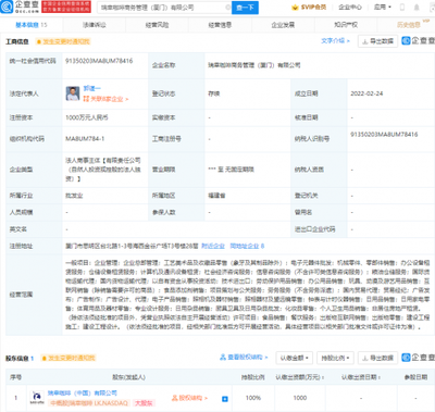 瑞幸跨界布局新業(yè)務，成立商務管理公司涉足化妝品與個人衛(wèi)生用品零售